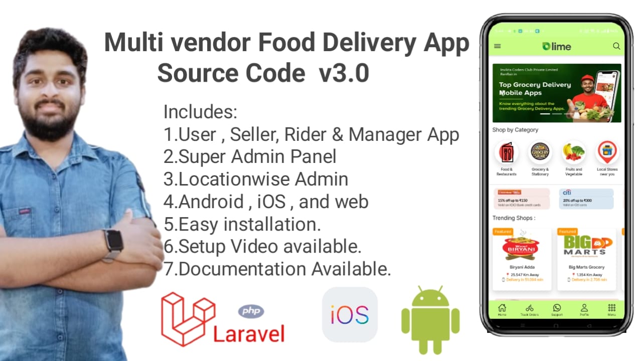 V3.0 Food & grocery Delivery Multi Vendor ,Multi location Source Code